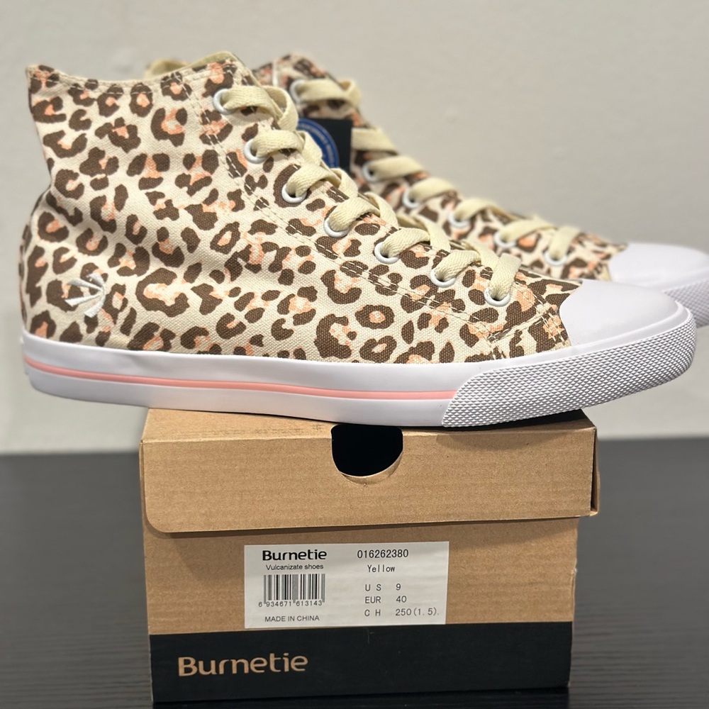 Leopard Print High-Top Sneakers
